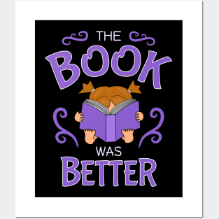 The book was better, cute girl brunette pigtails, purple Posters and Art